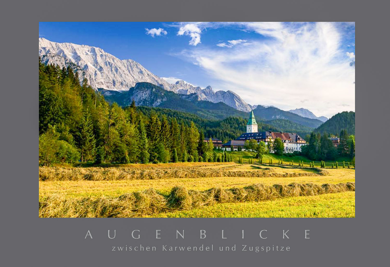 Wiese vor Schloss Elmau mit Wettersteingebirge- 1093 Elmau