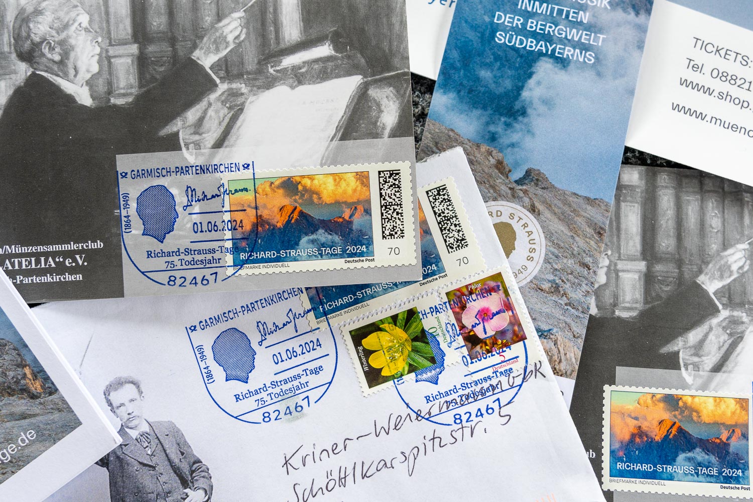 Sonderbriefmarke mit Bild "Wanner" von Kriner-Weiermann - Richard-Strauss Tage 2024 - 