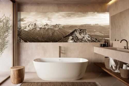 Signalkopf mit Karwendel- und Wettersteingebirge - Abflug - Größe ca. 300x100cm, Seitenverhältnis 3:1 - Gleitschirm im Karwendel - weitere Infos unter https://www.kriner-weiermann.de