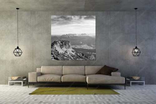 Signalkopf mit Karwendel- und Wettersteingebirge - Abflug - Größe ca. 160x160cm, Seitenverhältnis 1:1 - Gleitschirm im Karwendel - weitere Infos unter https://www.kriner-weiermann.de