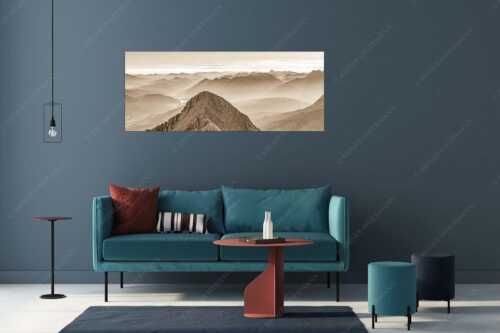 Blick über Alpspitze ins Isartal und Soierngebirge - Alpspitz SüdWest - Größe ca. 175x70cm, Seitenverhältnis 2,5: - Wetterstein mit Soierngebirge - weitere Infos unter https://www.kriner-weiermann.de