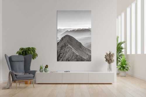 Blick über Alpspitze ins Isartal und Soierngebirge - Alpspitz SüdWest - Größe ca. 120x180cm, Seitenverhältnis 2:3 - Wetterstein mit Soierngebirge - weitere Infos unter https://www.kriner-weiermann.de