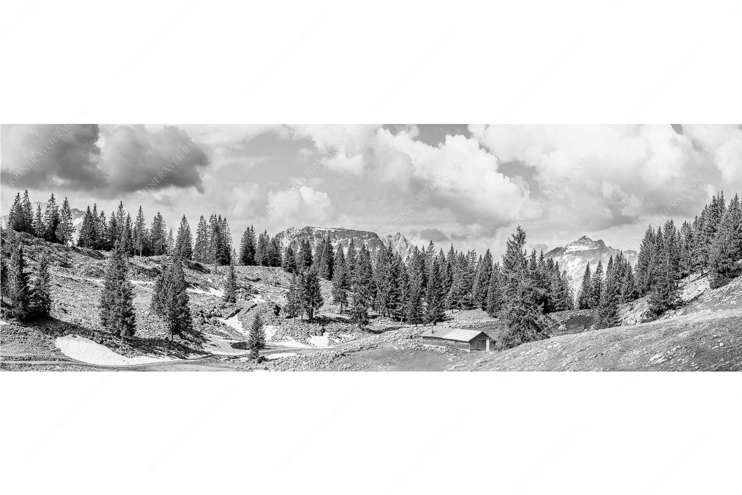 An der Moosenalm – Seitenverhältnis 3:1 — Vorderskopf und Soiernspitze Blick von der Moosenalm zum Soierngebirge