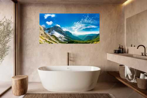 Blick an der Tiefkar- und Viererspitze in den Sonnenuntergang - Andakar Herzerl - Größe ca. 180x90cm, Seitenverhältnis 2:1 - Tiefkarspitze im Karwendel - weitere Infos unter https://www.kriner-weiermann.de
