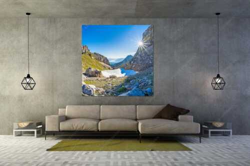 Letzte Schneereste an der Meilerhütte im Wetterstein - Angerl-Loch - Größe ca. 160x160cm, Seitenverhältnis 1:1 - Wanderung zur Meilerhütte - weitere Infos unter https://www.kriner-weiermann.de