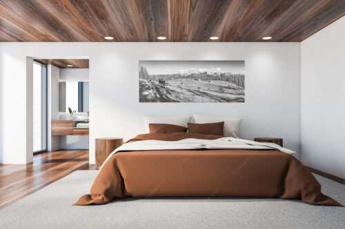 Blick über Krüneralm ins Karwendelgebirge - Auf da Krüneralm - Größe ca. 200x80cm, Seitenverhältnis 2,5: - Kühe auf der Alm im Estergebirge - weitere Infos unter https://www.kriner-weiermann.de
