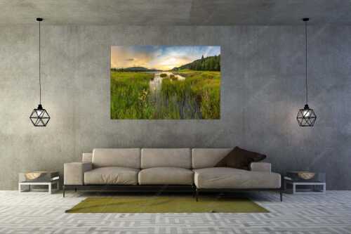 Wetterberuhigung nach einem Gewitter über dem Geroldsee - Aufgelockert - Größe ca. 180x120cm, Seitenverhältnis 3:2 - Geroldsee mit Wank und Zugspitzmassiv - weitere Infos unter https://www.kriner-weiermann.de