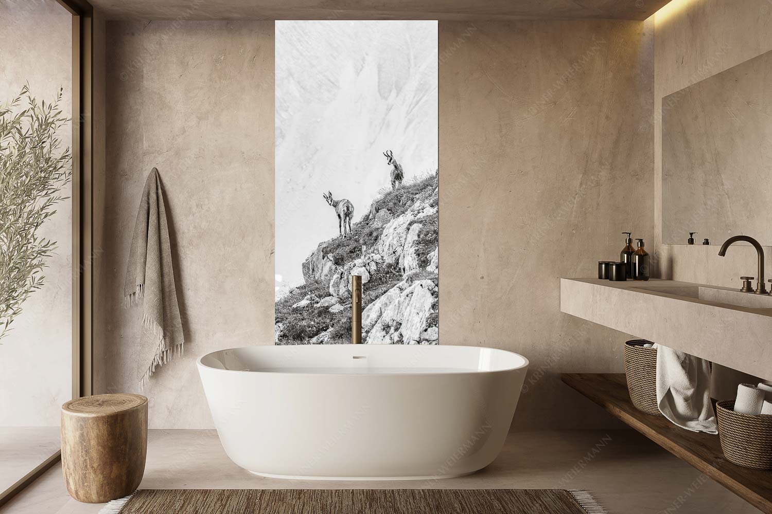 Junge Gams im Karwendel - Aufgereiht - Größe ca. 100x200cm, Seitenverhältnis 1:2 - Gämsen im Karwendelgebirge - weitere Infos unter https://www.kriner-weiermann.de