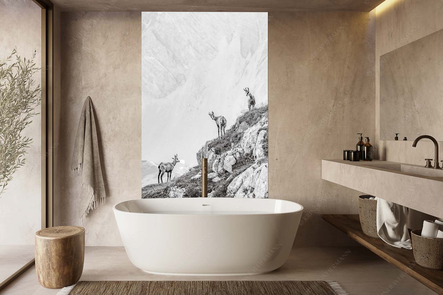 Aufgereiht – Größe ca. 160x240cm, Seitenverhältnis 2:3 — Gämsen im Karwendelgebirge Junge Gams im Karwendel - Aufgereiht - Größe ca. 160x240cm, Seitenverhältnis 2:3 - Gämsen im Karwendelgebirge - weitere Infos unter https://www.kriner-weiermann.de