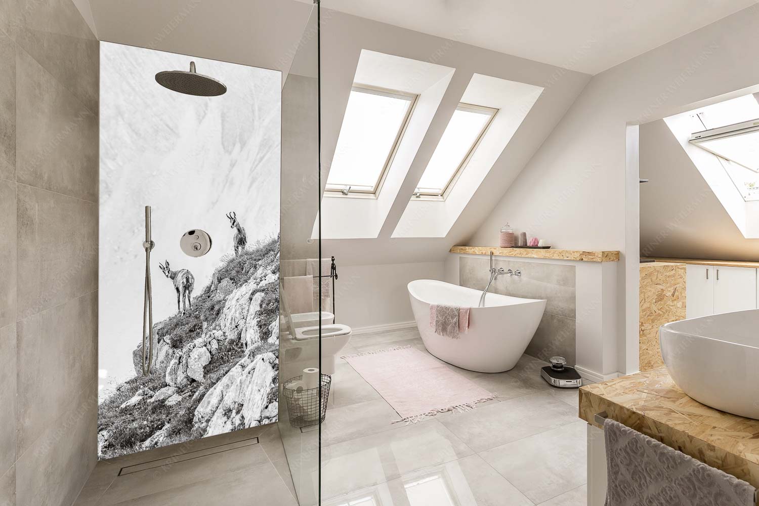 Aufgereiht – Größe ca. 110x220cm, Seitenverhältnis 1:2 — Gämsen im Karwendelgebirge Junge Gams im Karwendel - Aufgereiht - Größe ca. 110x220cm, Seitenverhältnis 1:2 - Gämsen im Karwendelgebirge - weitere Infos unter https://www.kriner-weiermann.de