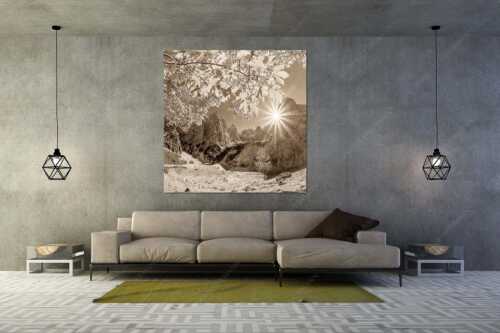Die Sonne verschwindet am Oberreintalturm - Bald kommt der Herbst - Größe ca. 160x160cm, Seitenverhältnis 1:1 - Oberreintal im Wetterstein - weitere Infos unter https://www.kriner-weiermann.de