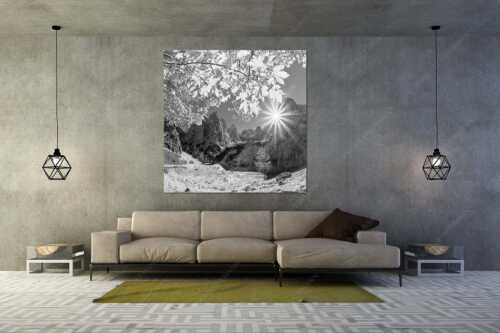 Die Sonne verschwindet am Oberreintalturm - Bald kommt der Herbst - Größe ca. 160x160cm, Seitenverhältnis 1:1 - Oberreintal im Wetterstein - weitere Infos unter https://www.kriner-weiermann.de
