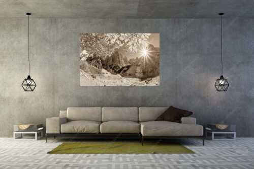 Die Sonne verschwindet am Oberreintalturm - Bald kommt der Herbst - Größe ca. 180x120cm, Seitenverhältnis 3:2 - Oberreintal im Wetterstein - weitere Infos unter https://www.kriner-weiermann.de