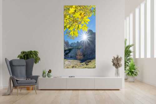 Die Sonne verschwindet am Oberreintalturm - Bald kommt der Herbst - Größe ca. 90x180cm, Seitenverhältnis 1:2 - Oberreintal im Wetterstein - weitere Infos unter https://www.kriner-weiermann.de