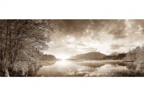 Sonnenaufgang am Barmsee mit Blick zum Soiern- und Karwendelgebirge - Barmseespiegel - Seitenverhältnis 2,5:1 - Barmsee mit Karwendel - weitere Infos unter https://www.kriner-weiermann.de