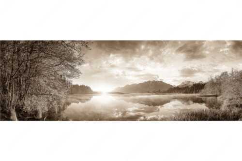 Sonnenaufgang am Barmsee mit Blick zum Soiern- und Karwendelgebirge - Barmseespiegel - Seitenverhältnis 3:1 - Barmsee mit Karwendel - weitere Infos unter https://www.kriner-weiermann.de