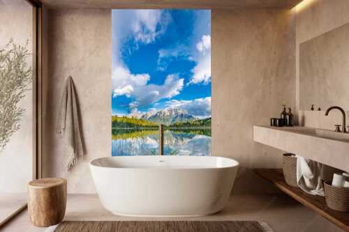 Blick über den Luttensee mit Karwendelgebirge und bayrischem Himmel - Bayrisch-Himmel - Größe ca. 160x240cm, Seitenverhältnis 2:3 - Luttensee mit Karwendel - weitere Infos unter https://www.kriner-weiermann.de