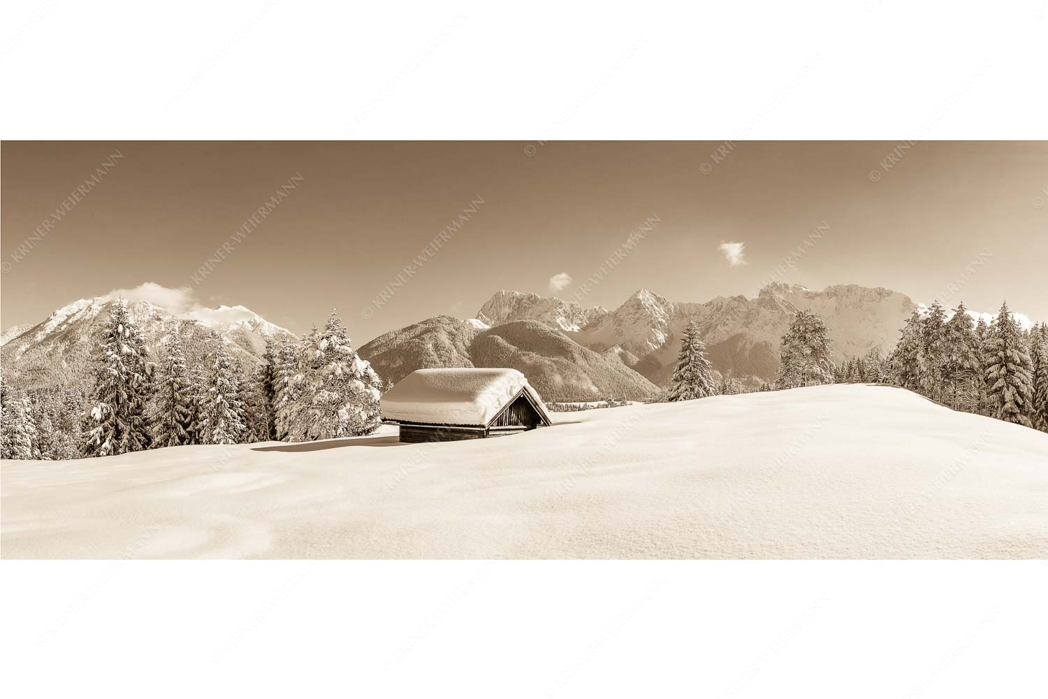 Beeindruckendes Karwendel II – Seitenverhältnis 2,5:1 — Winterlandschaft bei Mittenwald Blick ins Soiern- und Karwendelgebirge