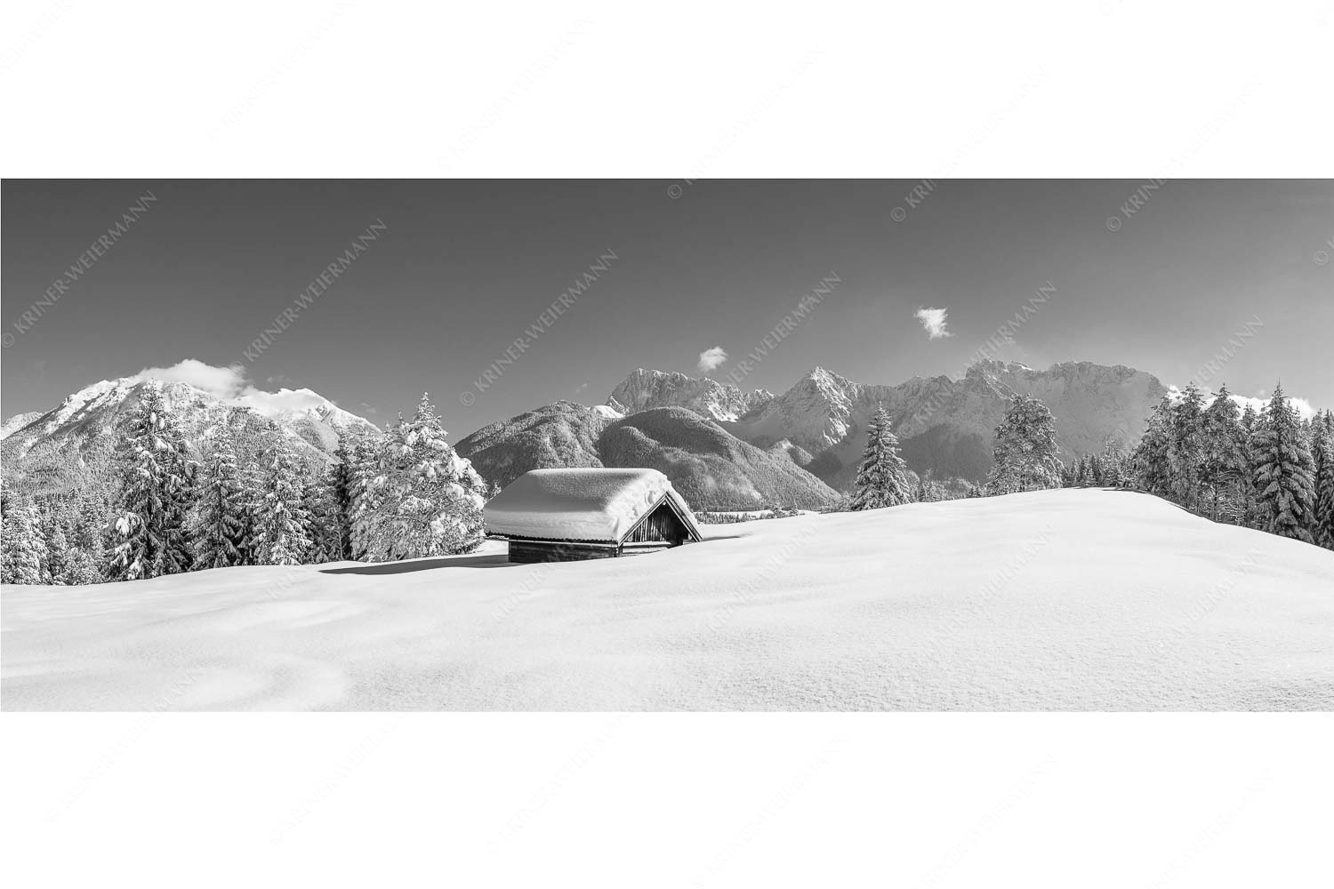 Beeindruckendes Karwendel II – Seitenverhältnis 2,5:1 — Winterlandschaft bei Mittenwald Blick ins Soiern- und Karwendelgebirge