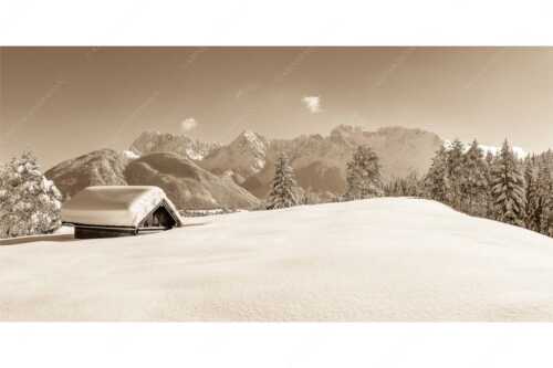 Blick ins Soiern- und Karwendelgebirge - Beeindruckendes Karwendel II - Seitenverhältnis 2:1 - Winterlandschaft bei Mittenwald - weitere Infos unter https://www.kriner-weiermann.de