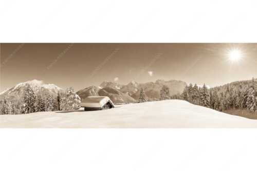 Blick ins Soiern- und Karwendelgebirge - Beeindruckendes Karwendel II - Seitenverhältnis 3:1 - Winterlandschaft bei Mittenwald - weitere Infos unter https://www.kriner-weiermann.de
