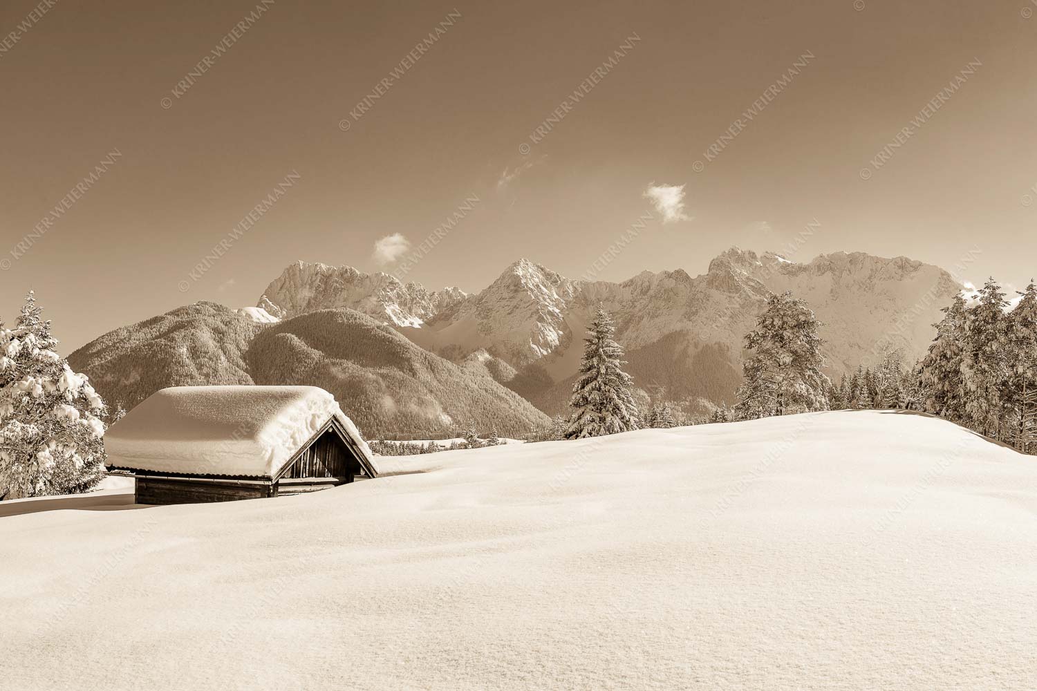 Beeindruckendes Karwendel II – Seitenverhältnis 3:2 — Winterlandschaft bei Mittenwald Blick ins Soiern- und Karwendelgebirge