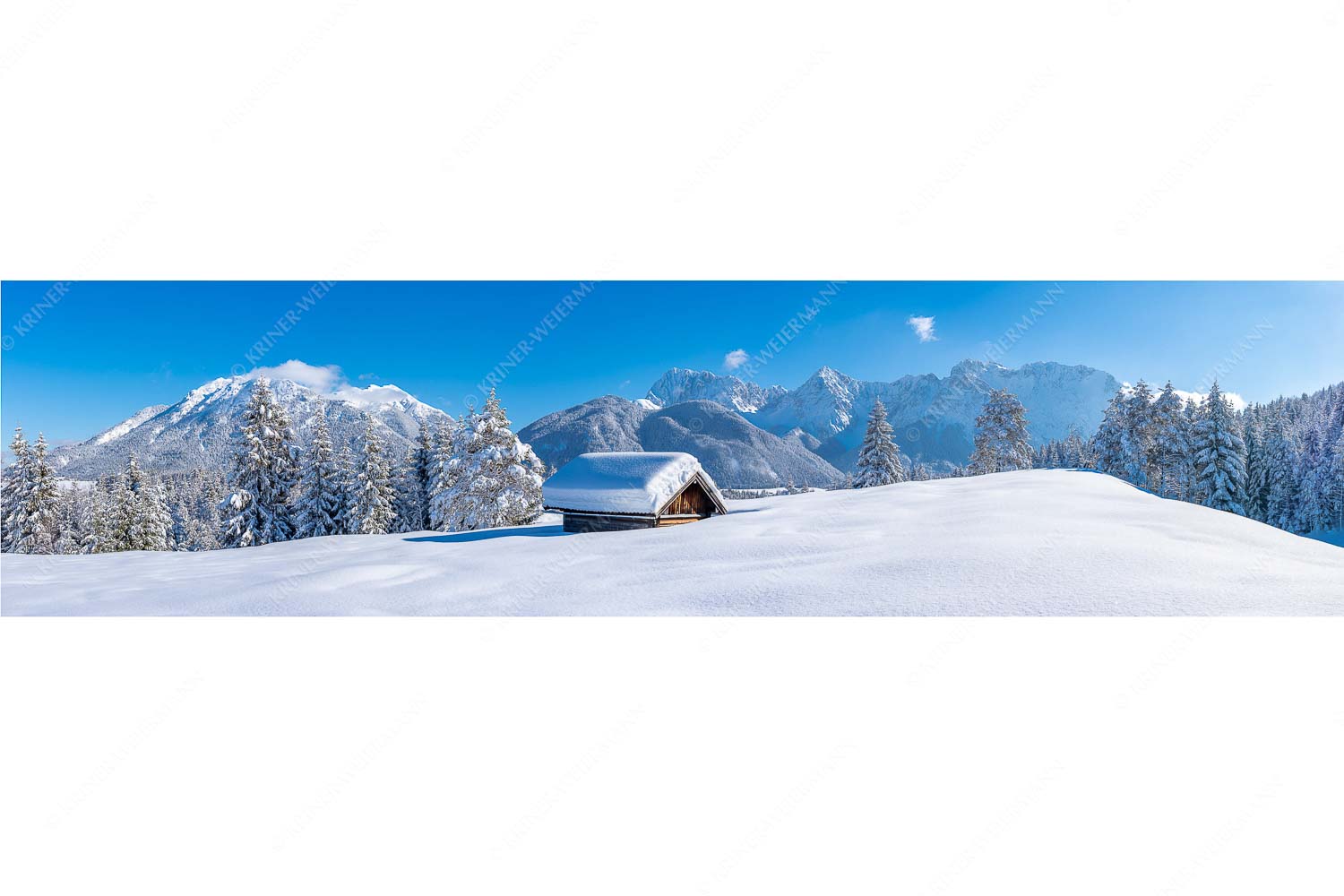 Beeindruckendes Karwendel II – Seitenverhältnis 4:1 — Winterlandschaft bei Mittenwald Blick ins Soiern- und Karwendelgebirge