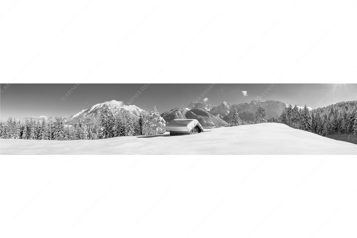 Beeindruckendes Karwendel II – Seitenverhältnis 5:1 — Winterlandschaft bei Mittenwald Blick ins Soiern- und Karwendelgebirge