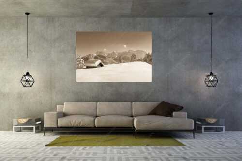 Blick ins Soiern- und Karwendelgebirge - Beeindruckendes Karwendel II - Größe ca. 180x120cm, Seitenverhältnis 3:2 - Winterlandschaft bei Mittenwald - weitere Infos unter https://www.kriner-weiermann.de