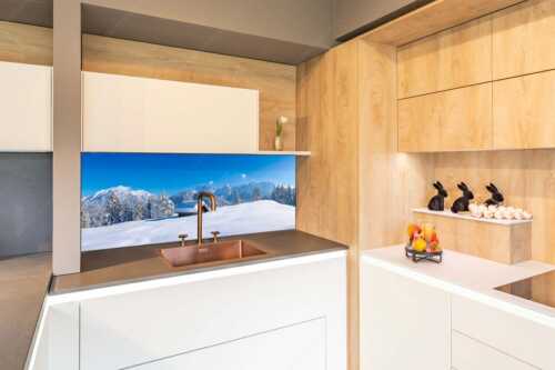 Blick ins Soiern- und Karwendelgebirge - Beeindruckendes Karwendel II - Größe ca. 150x60cm, Seitenverhältnis 2,5:1 - Winterlandschaft bei Mittenwald - weitere Infos unter https://www.kriner-weiermann.de