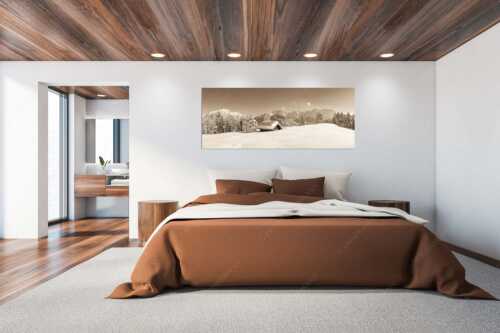 Blick ins Soiern- und Karwendelgebirge - Beeindruckendes Karwendel II - Größe ca. 200x80cm, Seitenverhältnis 2,5:1 - Winterlandschaft bei Mittenwald - weitere Infos unter https://www.kriner-weiermann.de