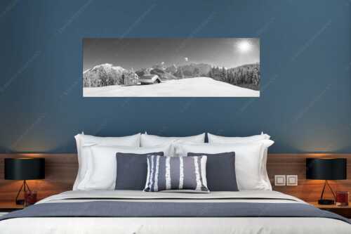 Blick ins Soiern- und Karwendelgebirge - Beeindruckendes Karwendel II - Größe ca. 180x60cm, Seitenverhältnis 3:1 - Winterlandschaft bei Mittenwald - weitere Infos unter https://www.kriner-weiermann.de