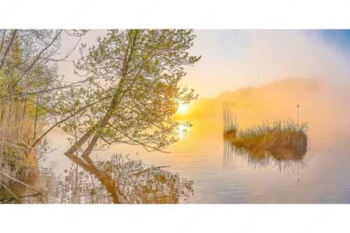 Sonnenaufgang am Barmsee - Benebelt - Seitenverhältnis 2:1 - Morgenstimmung am Barmsee - weitere Infos unter https://www.kriner-weiermann.de