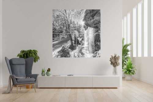 Schleierfall in der Ammerschlucht an der Ammer - Bezaubernd - 4er Split, Größe ca. 180x180cm, Seitenverhältnis 1:1 - Schleierfälle in der Ammerschlucht - weitere Infos unter https://www.kriner-weiermann.de