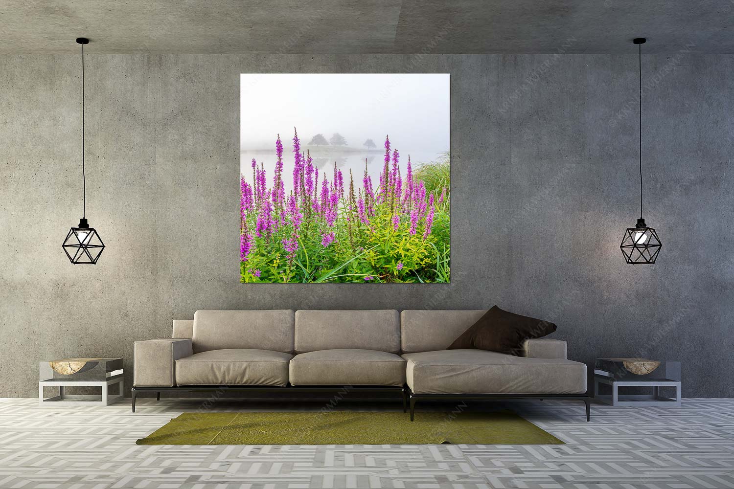 Blüten im Grau – Größe ca. 160x160cm, Seitenverhältnis 1:1 — Gewöhnlicher Blutweiderich am Schmalensee Nebeliger Sommermorgen am Schmalensee - Blüten im Grau - Größe ca. 160x160cm, Seitenverhältnis 1:1 - Gewöhnlicher Blutweiderich am Schmalensee - weitere Infos unter https://www.kriner-weiermann.de
