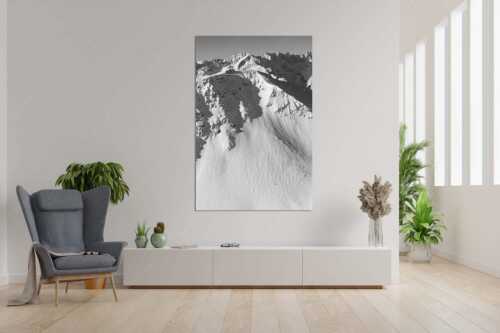 Lange Snowboard-Abfahrt vom Bischof im Estergebirge mit Zugspitzmassiv - Dahoam is Dahoam - Größe ca. 120x180cm, Seitenverhältnis 2:3 - Freerider mit Zugspitze - weitere Infos unter https://www.kriner-weiermann.de