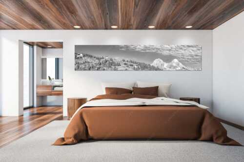 Blick über Schachenschloss zum Hochblassen und Alpspitze im Wettersteingebirge - Der höhere Unscheinbare - Größe ca. 300x60cm, Seitenverhältnis 5:1 - Hochblassen und Alpspitze - weitere Infos unter https://www.kriner-weiermann.de