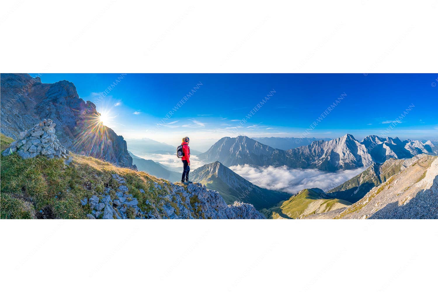 Die Gedanken sind frei – Seitenverhältnis 3:1 — Bergwandern im Wetterstein Am Weg zum Hochwanner im Wetterstein. Blick über Gaistal zu den Mieminger Bergen