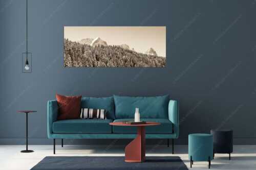 Wald bei Garmisch-Partenirchen mit Alpspitze, Zugspitze und Waxenstein im Wettersteingebirge - Die Wichtigsten - Größe ca. 175x70cm, Seitenverhältnis 2,5:1 - Alpspitze Zugspitze und Waxenstein - weitere Infos unter https://www.kriner-weiermann.de