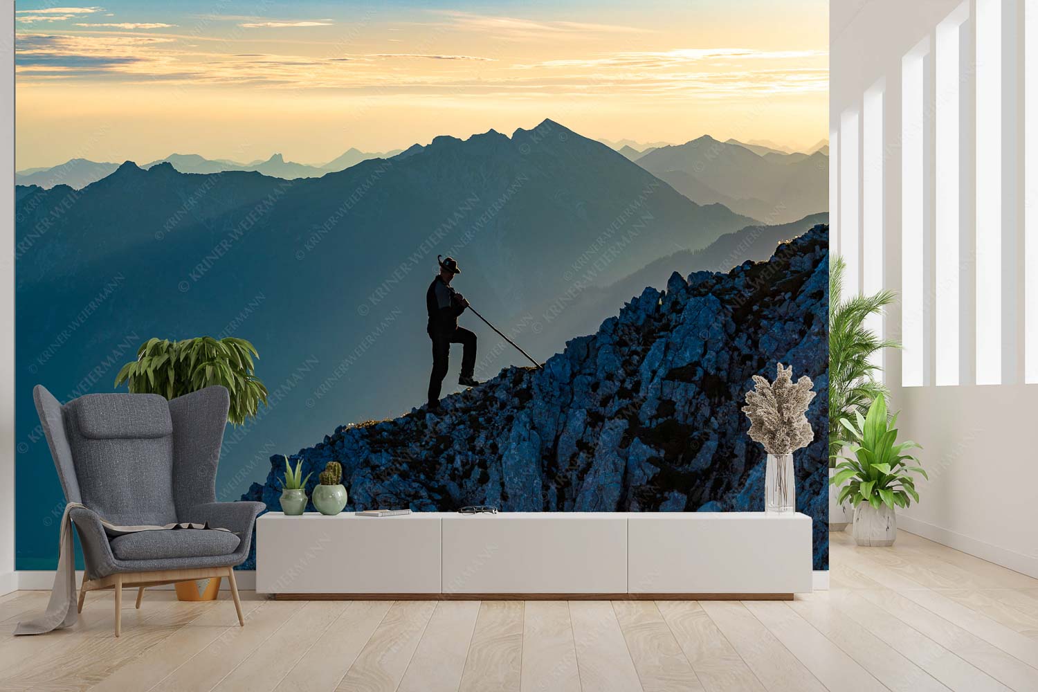 Do Dahoam – Größe ca. 300x200cm, Seitenverhältnis 3:2 — Traditioneller Bergsteiger im Wetterstein Blick in den Sonnenaufgang im Soierngebirge - Do Dahoam - Größe ca. 300x200cm, Seitenverhältnis 3:2 - Traditioneller Bergsteiger im Wetterstein - weitere Infos unter https://www.kriner-weiermann.de