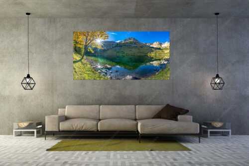 Sonnenaufgang an der Soiernspitze mit Sonnenspiegelung im Soiernsee - Doppelstern - Größe ca. 200x100cm, Seitenverhältnis 2:1 - Soiernsee mit Soiernspitze - weitere Infos unter https://www.kriner-weiermann.de