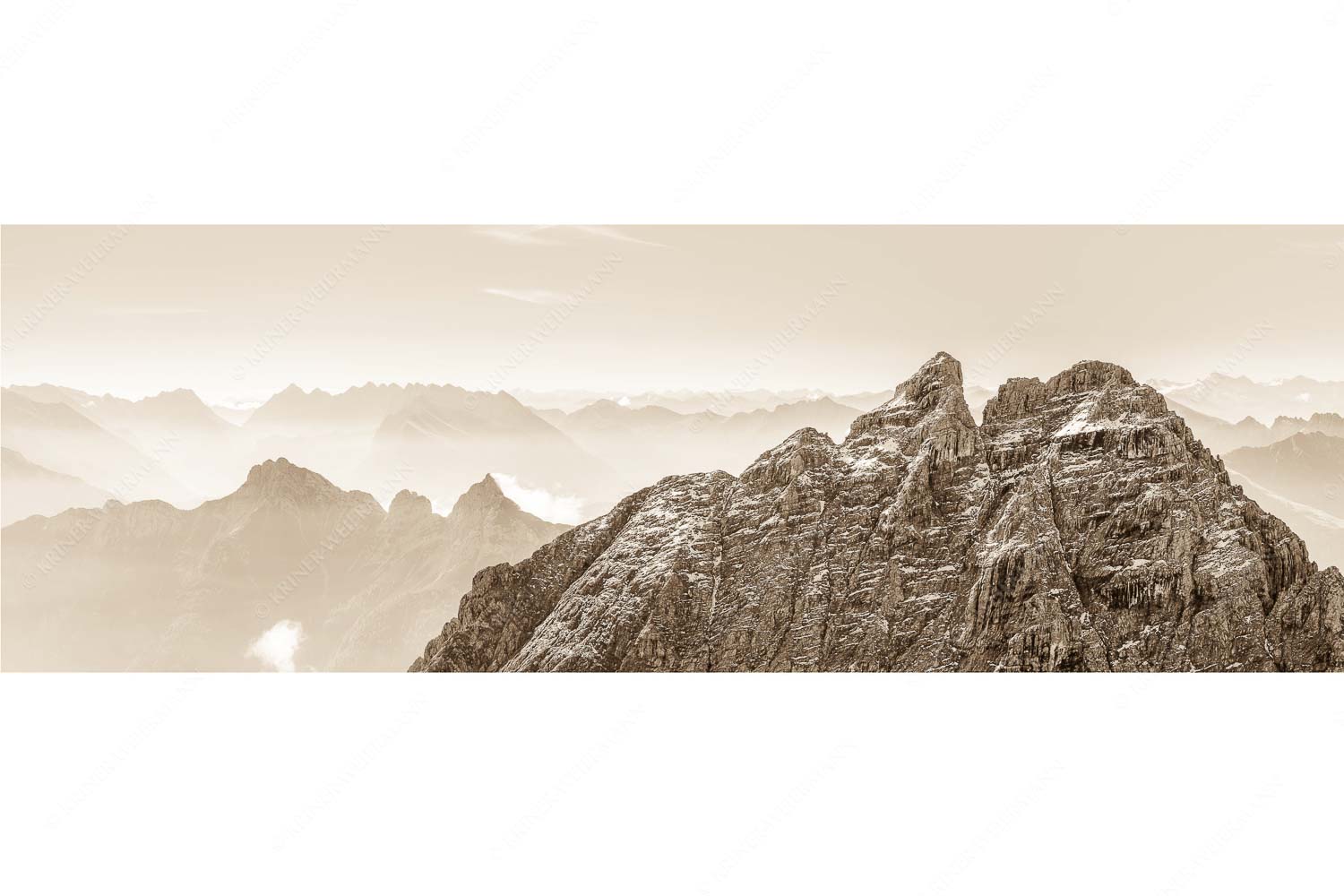 Durchs Berglein – Seitenverhältnis 3:1 — Öfelekopf Wetterstein Arnspitzen Karwendel Blick zwischen Musterstein und Öfelekopf ins Karwendel
