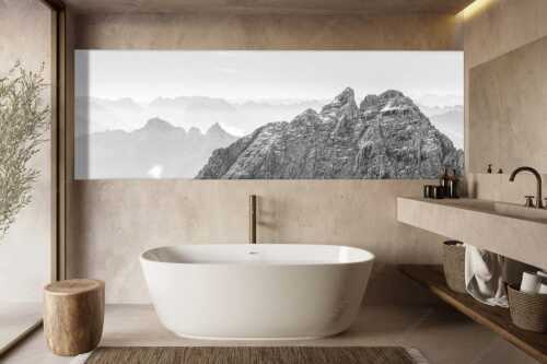 Blick zwischen Musterstein und Öfelekopf ins Karwendel - Durchs Berglein - Größe ca. 300x100cm, Seitenverhältnis 3:1 - Öfelekopf Wetterstein Arnspitzen Karwendel - weitere Infos unter https://www.kriner-weiermann.de