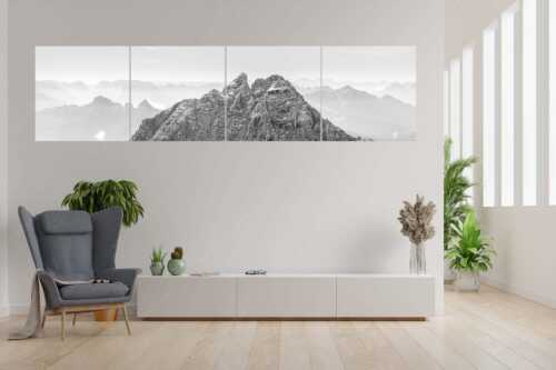 Blick zwischen Musterstein und Öfelekopf ins Karwendel - Durchs Berglein - 4er Split, Größe ca. 280x70cm, Seitenverhältnis 4:1 - Öfelekopf Wetterstein Arnspitzen Karwendel - weitere Infos unter https://www.kriner-weiermann.de
