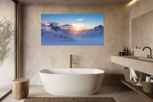 Am frühen Morgen unterwegs auf dem Zugspitzplatt - Early bird - Größe ca. 180x90cm, Seitenverhältnis 2:1 - Sonnenaufgang im Zugspitzgebiet - weitere Infos unter https://www.kriner-weiermann.de