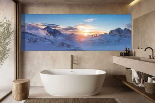 Am frühen Morgen unterwegs auf dem Zugspitzplatt - Early bird - Größe ca. 300x100cm, Seitenverhältnis 3:1 - Sonnenaufgang im Zugspitzgebiet - weitere Infos unter https://www.kriner-weiermann.de