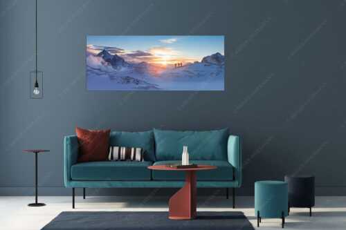 Am frühen Morgen unterwegs auf dem Zugspitzplatt - Early bird - Größe ca. 175x70cm, Seitenverhältnis 2,5:1 - Sonnenaufgang im Zugspitzgebiet - weitere Infos unter https://www.kriner-weiermann.de