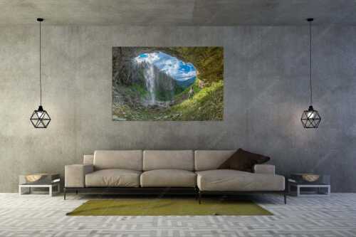 Sehr versteckt liegt dieser paradiesische Wasserfall im Karwendelgebirge - Eden - Größe ca. 180x120cm, Seitenverhältnis 3:2 - Wasserfall im Karwendel - weitere Infos unter https://www.kriner-weiermann.de