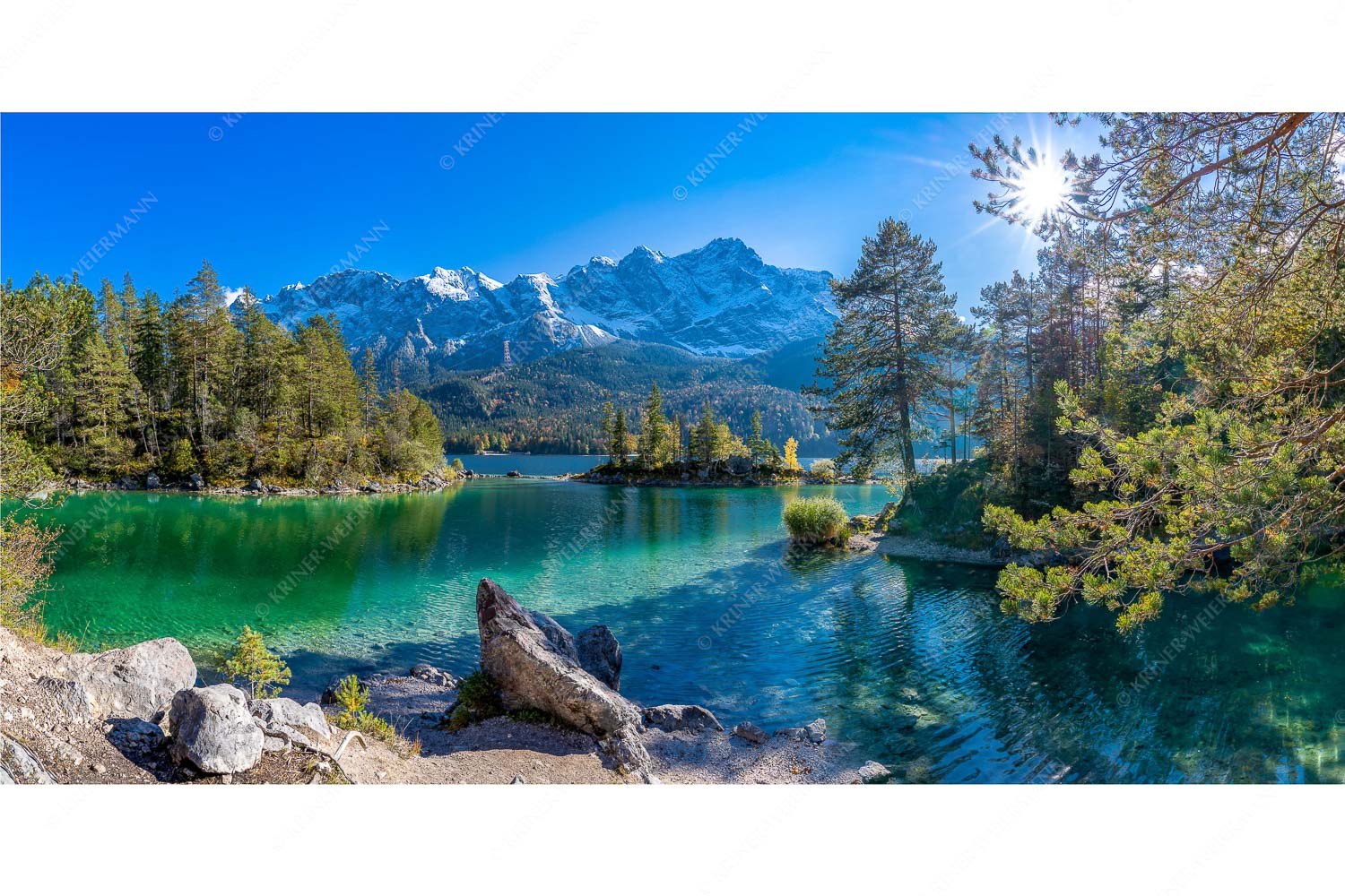 Eibseeklassiker – Seitenverhältnis 2:1 — Eibsee mit Zugspitze Blick über Eibsee zur Zugspitze im Wettersteingebirge