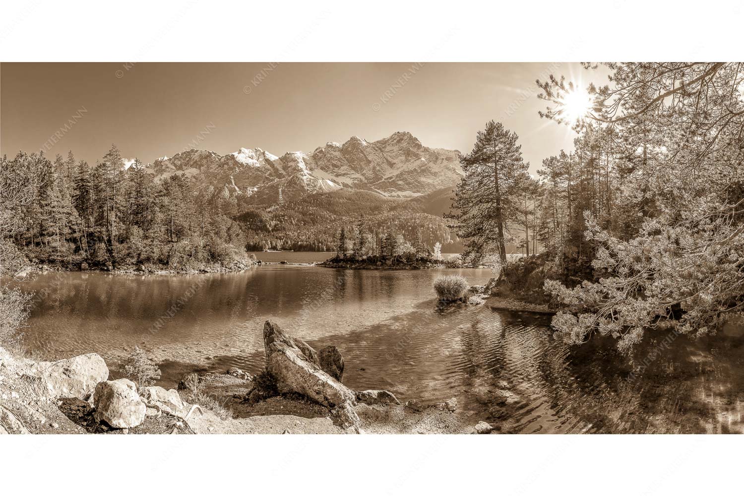 Eibseeklassiker – Seitenverhältnis 2:1 — Eibsee mit Zugspitze Blick über Eibsee zur Zugspitze im Wettersteingebirge